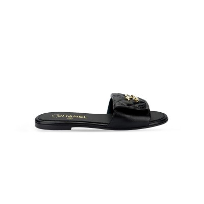 CHANEL 25P CALFSKIN OPEN TOE FLAT SLIPPERS G46119